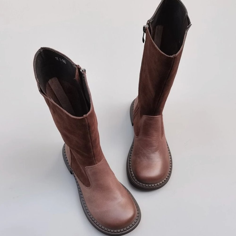 Handmade Winter Leather Boots with Wide Toe box, Size 6, brand new